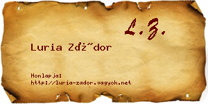 Luria Zádor névjegykártya